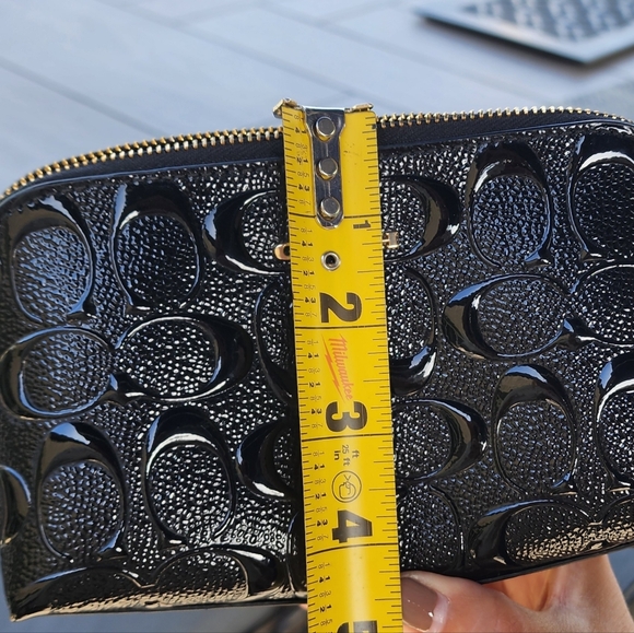 Coach Black Debossed Leather Pouch - Picture 9 of 10